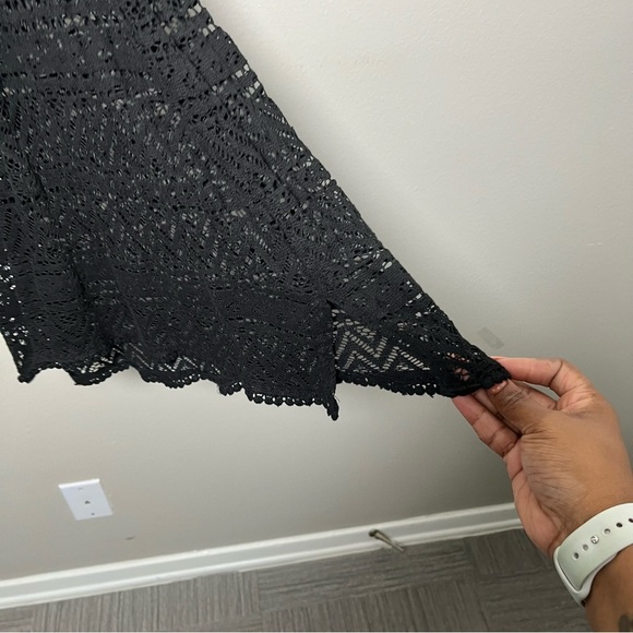 Soma Women Cover Up Dress Medium Black Open Knit Midi Scoop Neck Long Sleeve - Picture 5 of 7